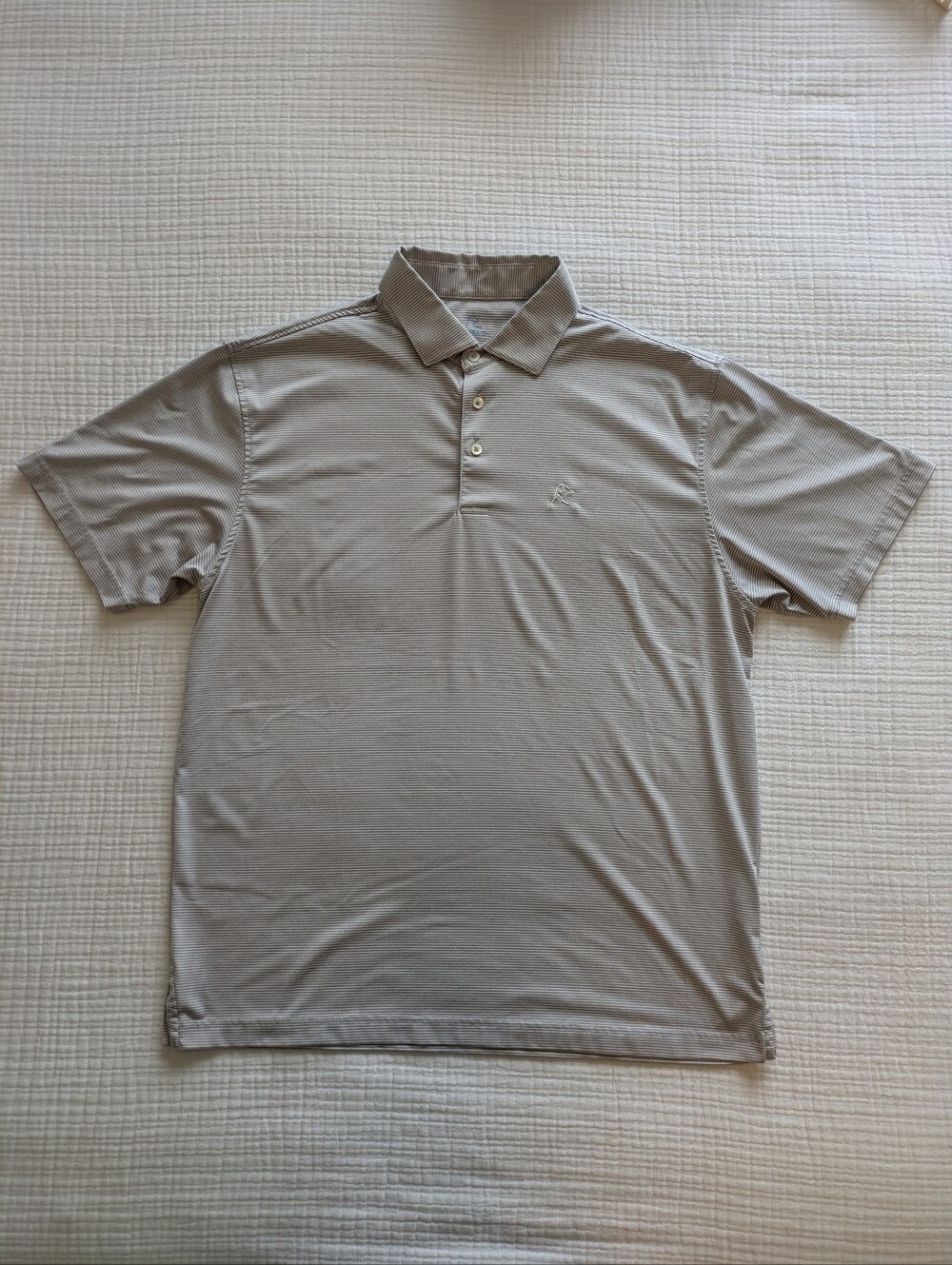 Greige Striped Rhoback Polo (L)